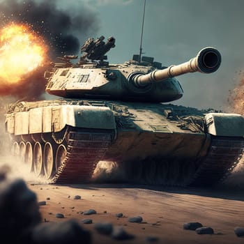 Modern Main Battle tank created with Generative AI technology.