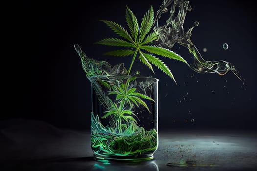 Modern Cannabis Artwork Poster.  Abstract Cannabis Concept .Generative AI