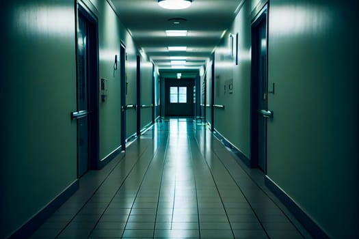 Corridor In Hospital.  Generative AI.