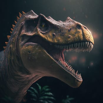 Dinosaur portrait created with Generative AI technology.