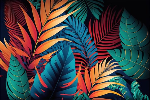 Abstract tropical leaf colourful background.