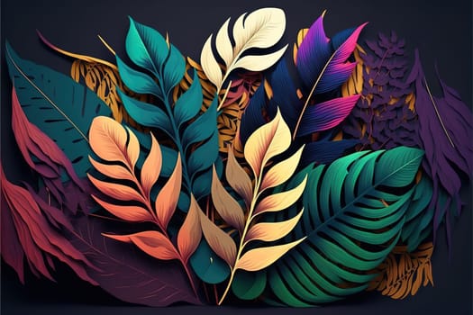 Abstract tropical leaf colourful background.