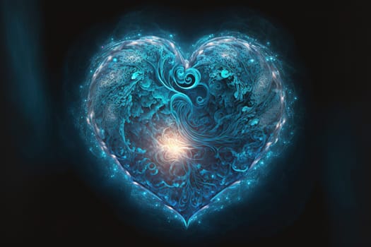 Ethereal, spiritual heart with mysterious blue energy swirling inside, Generative AI, is not based on any original image, character or person.