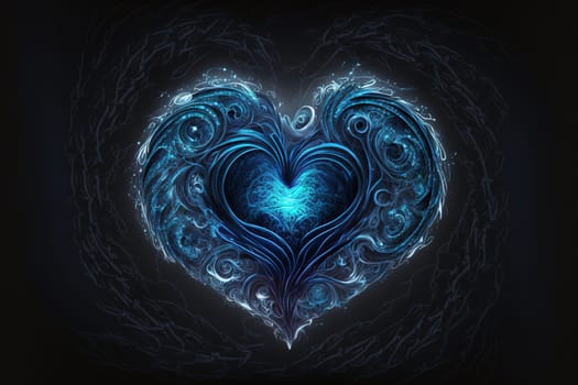 Ethereal, spiritual heart with mysterious blue energy swirling inside, Generative AI, is not based on any original image, character or person.