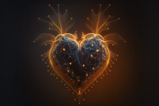 Close up macro design of a pure love heart with connections to the divine. Generative AI, this image is not based on any original image, character or person.
