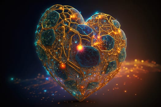 Close up macro design of a pure love heart with connections to the divine. Generative AI, this image is not based on any original image, character or person.
