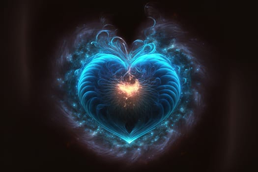 Ethereal, spiritual heart with mysterious blue energy swirling inside, Generative AI, is not based on any original image, character or person.
