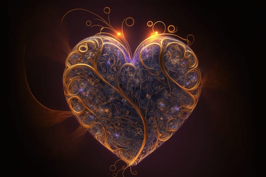 Close up macro design of a pure love heart with connections to the divine. Generative AI, this image is not based on any original image, character or person.