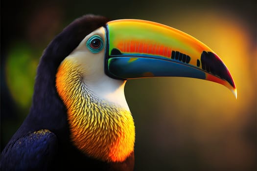 Portrait of a tropical toucan bird.