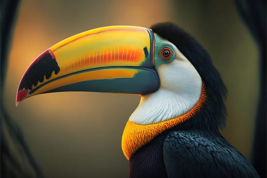 Portrait of a tropical toucan bird.
