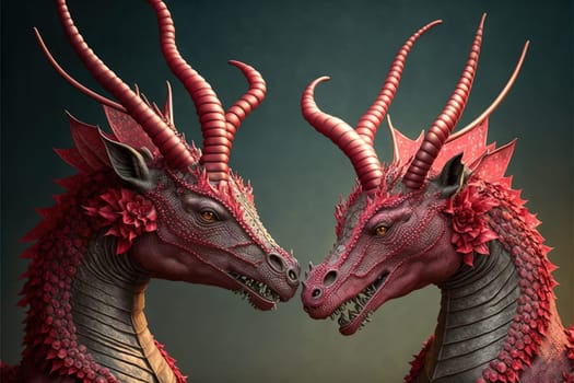 Two horned dragon lovers on Valentine's Day.
