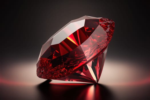 Ruby Gem Diamond dark reflection on gradient background 3d rendering.