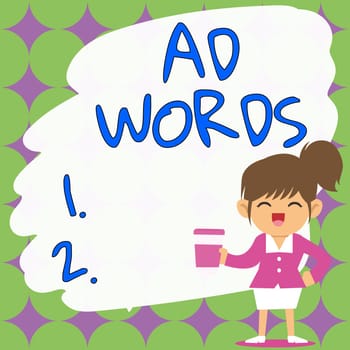 Conceptual display Ad Words, Word Written on oversee and control the various advertising activities