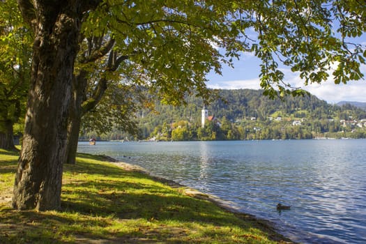 View of Bled Lake in Slovenia