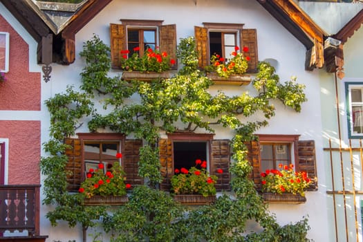 Colorful buildings in Hallstatt, Austria