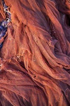 Red traditional fishing net Texture background