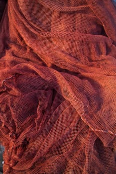 Red traditional fishing net Texture background
