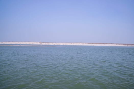 Padma River Bluewater and sand island with blue sky  beautiful  landscape view
