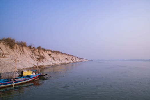 Padma River Bluewater and sand island with blue sky  beautiful  landscape view