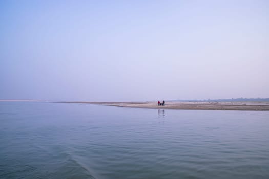 Padma River Bluewater and sand island with blue sky  beautiful  landscape view