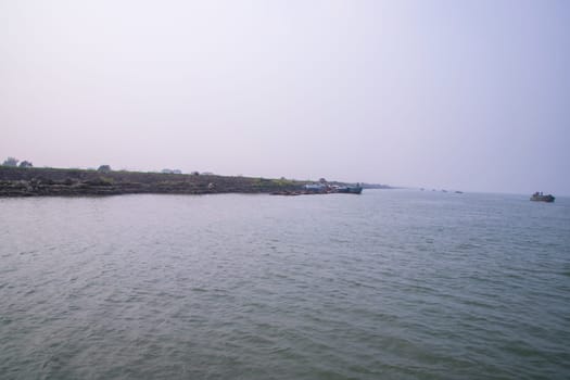 Natural Landscape view Coast of the Padma river with sand dunes and grass