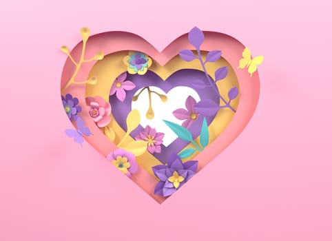 access element for Valentine's Day and Mother's Day greeting card, 3D rendering of celebrations on special days.