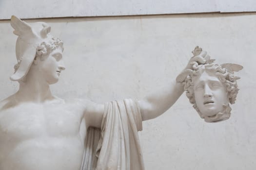 Possagno, Italy - June 2022: Perseus statue with Medusa, named Perseo Trionfante, by Antonio Canova, 1801