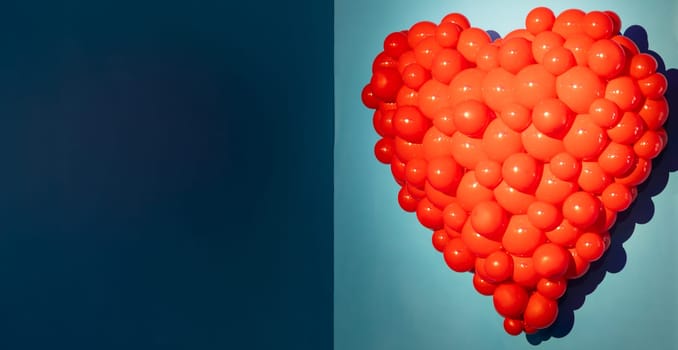 Red heart - symbol of love, romantic, celebration. Concept with copy space