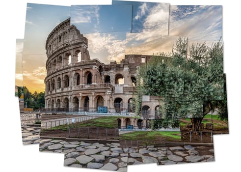 Italy, Rome - Sunset behind the Colosseum, the most famous Roman landmark sightseeing
