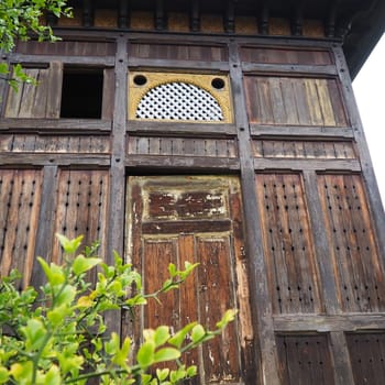 Banja Koviljaca, Serbia, Guchevo, Loznica, September 30, 2022. Rehabilitation center with sulfur and iron mineral waters. An old wooden house above a healing sulfur spring. Banja Koviljacha