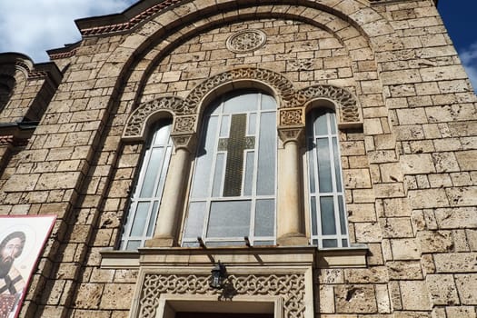 Banja Koviljaca, Serbia, Guchevo, Loznica, September 30, 2022 Rehabilitation center with sulfur and iron mineral waters. Church of the Holy Apostles Peter and Paul. It belongs to the diocese of Sabac