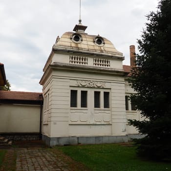 Banja Koviljaca, Serbia, Guchevo, Loznica, September 30, 2022. Rehabilitation center with sulfur and iron mineral waters. Pools and rooms for sulfur baths of King Peter the First Karadjordjevic