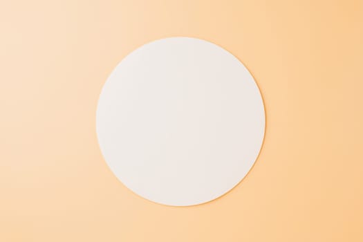 Top view blank round white paper isolated on pastel background, abstract geometric shapes, with copy space design element background, paper circle
