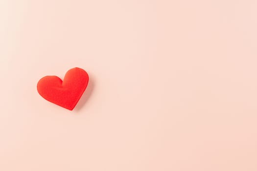 Happy Valentines Day background. Top view flat lay of red hearts shape on pink background with copy space, Valentine day concept, Banner of holiday