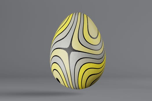 Painted Easter egg in trendy colors 2021 Illuminating and Ultimate gray, 3D render
