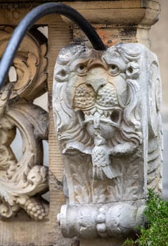 Stone relief decorating the entrances to houses at Mariacka Street in Gdańsk. Poland