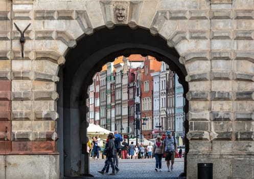 Gdansk, Poland - Sept 9, 2020: The Green Gate in Gdańsk, Poland,  It is situated between Long Market (Dlugi Targ) and the River Motława