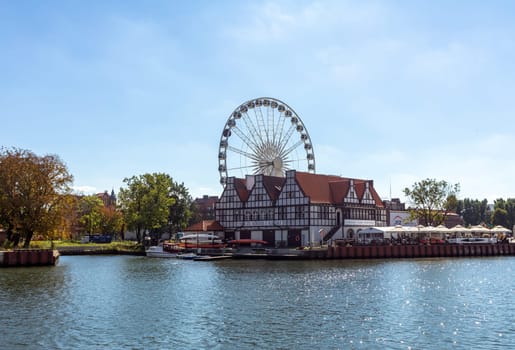 Gdansk, Poland - Sept 9, 2020: Ferris wheel on the Granary Island in Gdansk, Poland