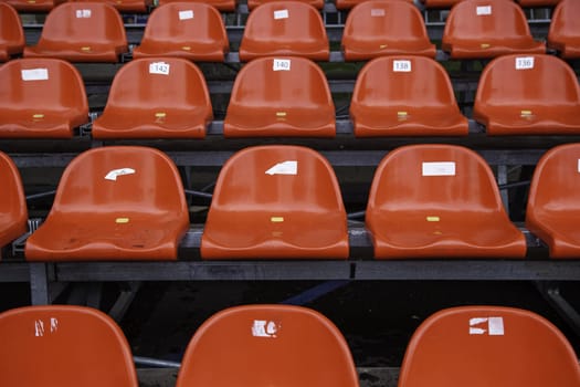 Detail of stands for spectators in a sports stadium, show and fun