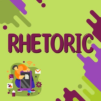 Writing displaying text Rhetoric, Business idea study of writing or speaking as mean of communication or persuasion
