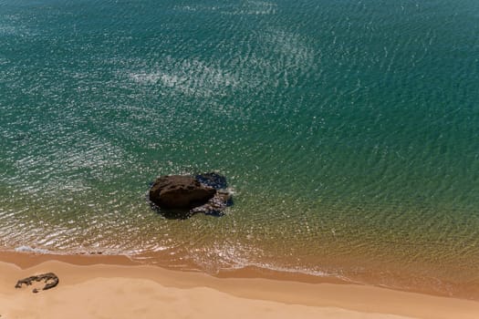 Turquoise water on the uncrowded beaches of Sagres in Algarve, Portugal