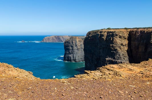 Cliffs in the Algarve West Coast, near Sagres, Portugal