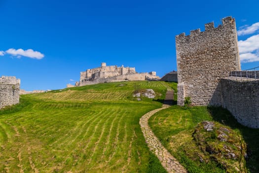 Spissky hrad castle ruins near Spisske Podhradie town, Spis region, Slovakia, Europe, biggest Slovak castle