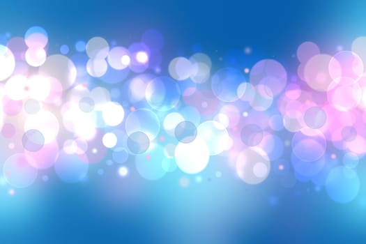 Abstract blurred fresh vivid spring summer light delicate pastel blue pink white bokeh background texture with bright circular soft color lights. Beautiful backdrop illustration.