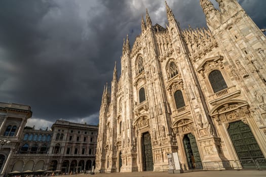 Milan Cathedral or Duomo di Milano in the city center in Italy.