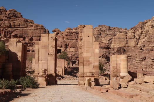 Hadrian Gate, also known as Temenos Gate in the ancient Nabataean City of Petra, Jordan 2021