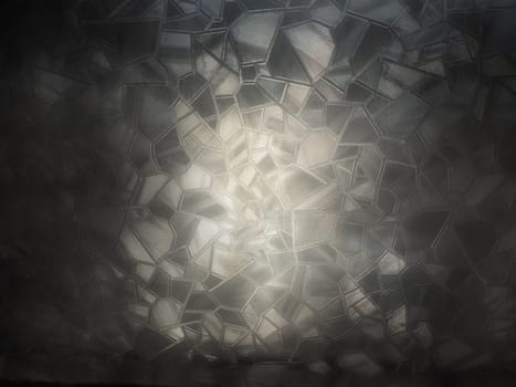 corrugated glass, black and white monochrome image. Abstract pattern on a window or glass surface. Reflection and refraction of light. Protective opaque film glued to the glass.