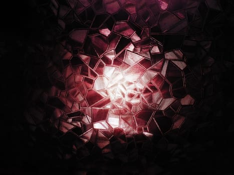 abstract image of corrugated glass on a light and dark background with light reflections. Corrugated glass, violet-red image. Abstract pattern on the surface of a window. Protective opaque film.