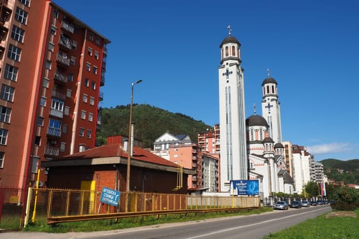 Zvornik, Bosnia and Herzegovina, 1 October 2022 The Cathedral of the Nativity of the Blessed Virgin Mary in Zvornik of the Eparchy of Zvornik-Tuzla is the main and largest Orthodox church in Zvornik.