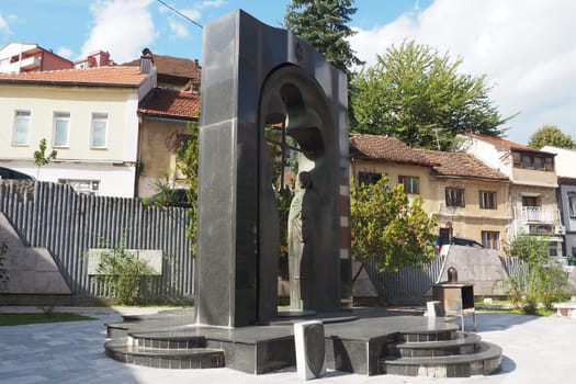Zvornik, Bosnia and Herzegovina, 1 October 2022 A memorial. The entire monument-memorial ensemble of 40 fallen soldiers, a monument to fallen soldiers in 2 peace wars. Tomb of the national hero